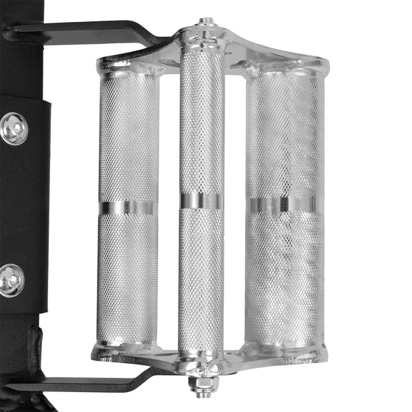 SMAI Open Hex trap Bar - 3 Grip - Close up of 3 grip handle chrome knurling