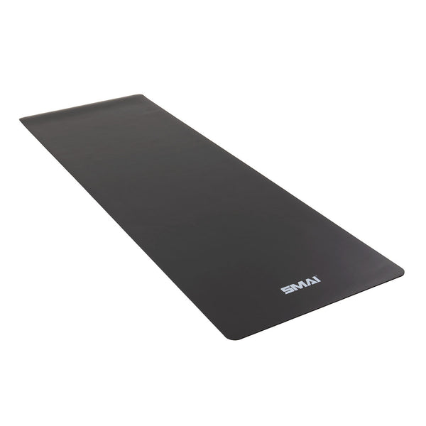 laid flat dark grey yoga mat / pilates mat SMAI rubber workout mat 