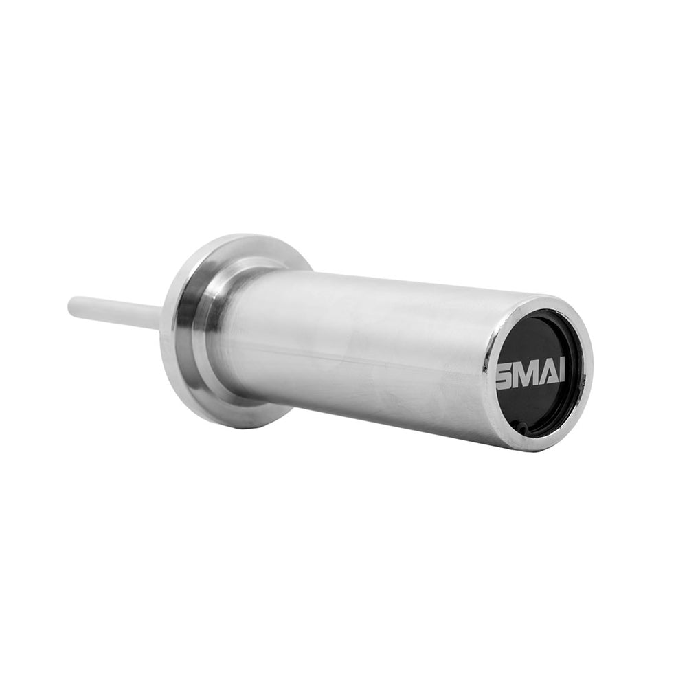A silver SMAI Weight Stack Extender Pin for cable machines is shown with "SMAI" branding on the black end cap against a plain white background—ideal for adding to your cable machine weight stack setup.