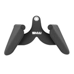 The SMAI Neoprene Cable Machine Attachments Set – 5 Piece features black, V-shaped padded grips with a white "SMAI" logo at the center, designed as premium gym accessories compatible with various equipment.