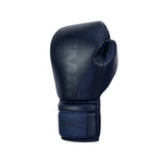 A single SMAI Pro Series Leather Lace-Up Boxing Glove in navy blue is shown upright against a plain white background, with the brand name visible.