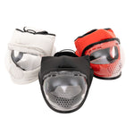 The SMAI Head Guard - PU Prospec is available in white, red, and black, each with a clear face shield and mesh ventilation—perfect Koshiki Karate headgear for safe, comfortable sparring.