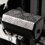 Free Standing Cable Tower Lat Pull / Low Row Close up of foot rest/pad