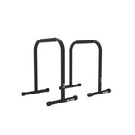 The Yard - Parallettes - Tall by SMAI are sturdy black gym equipment with padded grips and solid bases, ideal for dips and push-ups. "The Yard" branding appears on the front bottom section.
