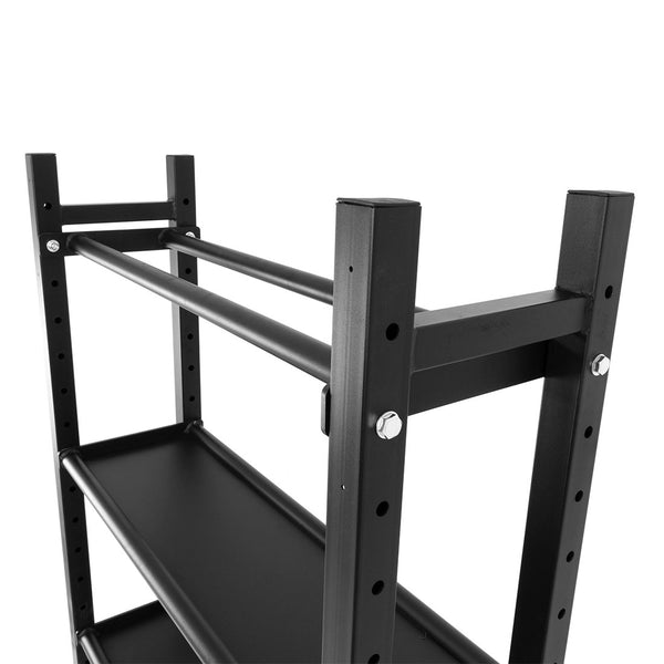 Compact gym storage rack for gym balls