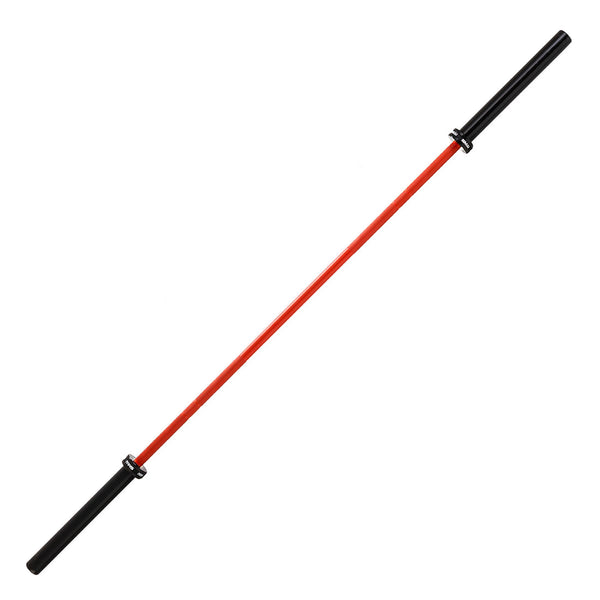 The SMAI Barbell - Red Ceramic Coat - 20kg features black handles and collars on each end, photographed against a white background. Its rust-resistant ceramic coating ensures durability and long-lasting performance.