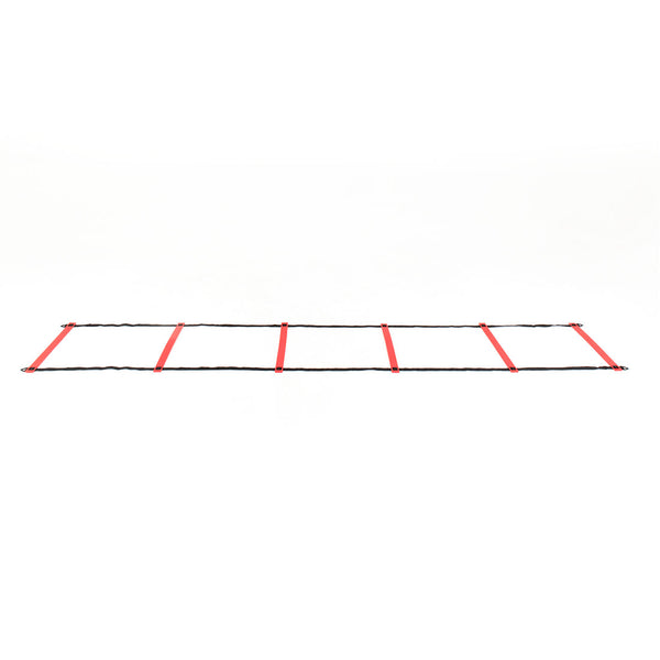 Introducing the Sale Item brand's ATHLIV - Agility Ladder 400mm x 3000mm, featuring black side straps and red rungs against a plain white background. This essential training tool is crafted to enhance speed and coordination.