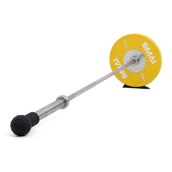 Barbell bomb landmine accessory with barbell and bumper plate