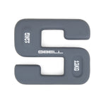 The SBELL Midnight 12kg, a gray S-shaped weight with "12KG" printed on both sides in white text, is perfect for strength and conditioning. This modern, sleek design with rounded edges from No Sync To Channel Engine is ideal for any commercial gym, offering both style and functionality.