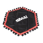The SMAI Rebounder Mini Trampoline 50" Replacement Mat is a black hexagonal net with a red border, black edge clips, and "SMAI" printed in white at the center—designed specifically for the mini trampoline.