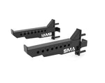 The SMAI Safety Spotting Arms (Pair) – Vanta Series are black metal adjustable brackets with numbered holes and pegs, each labeled "SMAI" in white and featuring a quick release safety pin for easy modular attachment and adjustment.