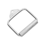 The SMAI Single Handle Chrome for Cable Machine features a durable chrome finish, knurled grip, and a triangle-shaped end with a hole for easy attachment to gym equipment.
