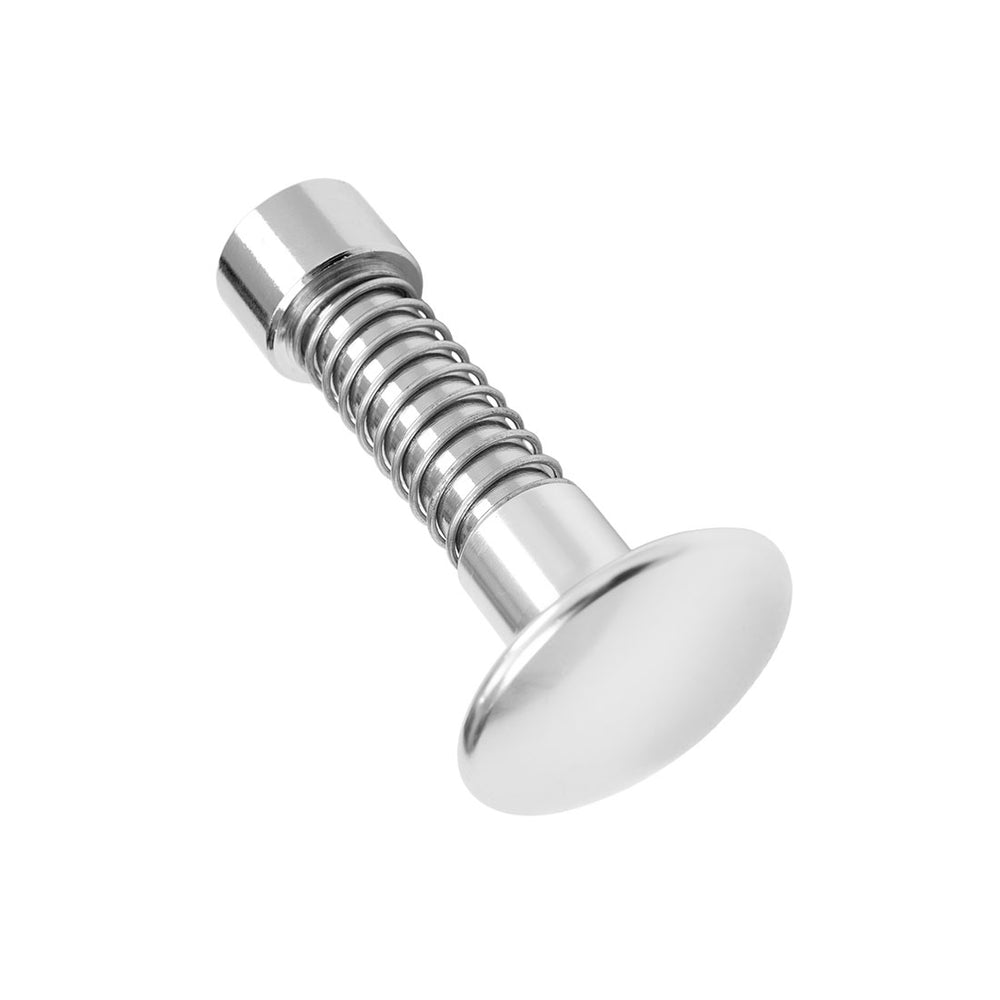 The SMAI Pop Pin Spare Part for Vanta Series Cable Machines is a silver metal door stopper-like accessory with a round, flat end and visible spring, shown on a white background.