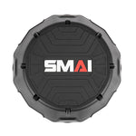 The SMAI Aerobic Stepper - Spare Riser (Pair) is a round, black heavy-duty PVC accessory with a rugged edge and the SMAI logo in white and red—ideal for commercial gym setups.
