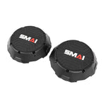 Two black, round Aerobic Stepper Spare Risers by SMAI, made from heavy-duty PVC with textured surfaces and SMAI branding in white and red on top, shown on a plain white background—perfect for commercial gym setups.