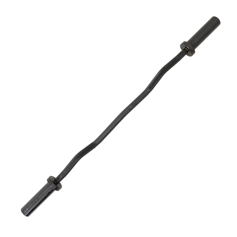 The Yard - Easy Curl Olympic Bar by SMAI features angled grips and rotating sleeves, making it ideal for weightlifting and strength training.