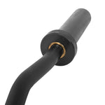 Close-up of the sleeve and knurled grip on the SMAI The Yard - Easy Curl Olympic Bar, highlighting its textured handle and smooth rotating sleeve with a brass bushing.