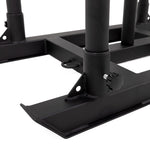 Close-up of the SMAI Tower Gym Sled - 4 Handles, featuring a black metal base with tubular supports, rectangular frame, and adjustment knob—ideal for push and pull sled functional training.
