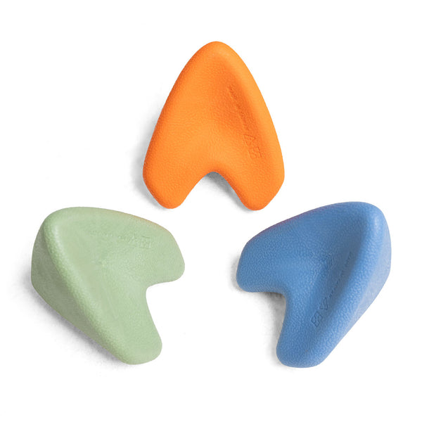 The SMAI Pocket Trigger Point Therapy Set of 3 includes green, orange, and blue rubber holds with unique angular shapes and rounded edges—perfect as muscle release tools or for pain relief massage.