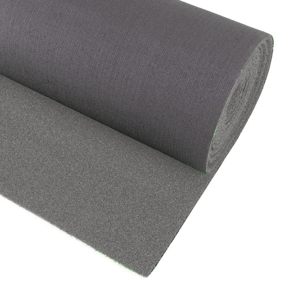 A close-up of the SMAI Grey Sled Turf Track (2m x 20m), partially unrolled to reveal its smooth, even surface and flexible material—perfect for gym flooring or commercial use.