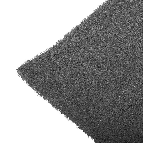 A close-up of the SMAI Dark Grey Turf Sled Track (2m x 12m) shows its rectangular shape and textured surface, designed for gym flooring, photographed against a white background.