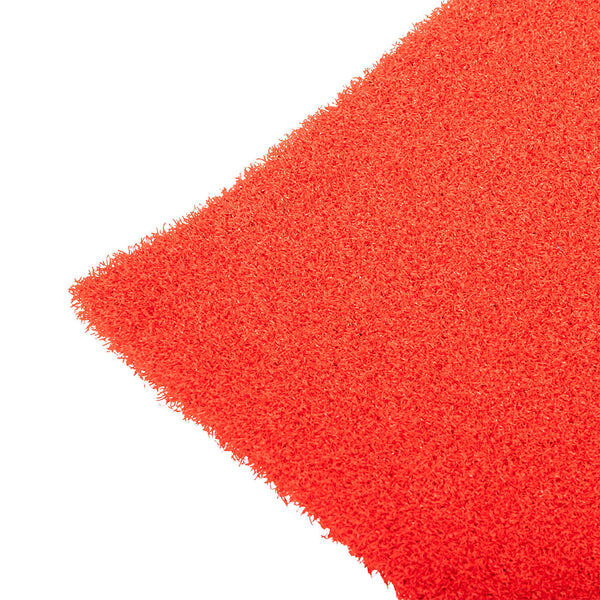 A close-up of the SMAI Red Gym Turf Sled Track (2m x 12m), featuring a bright red, textured, fibrous surface, displayed diagonally on a white background.