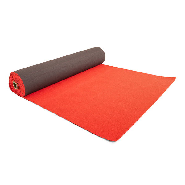 The SMAI Red Gym Turf Sled Track (2m x 12m) features a partially unrolled red surface with a black underside, shown on a white background—perfect as commercial gym flooring or turf for modern fitness spaces.