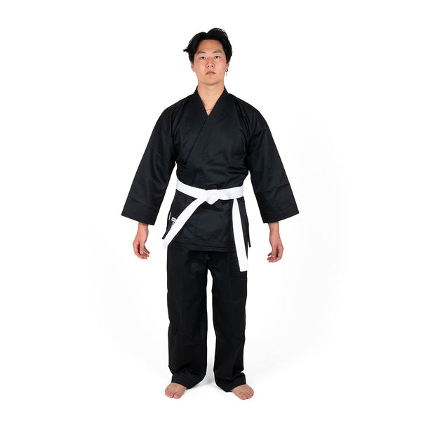 Karate Uniform - 8oz Student Gi (Black) Front View 3