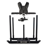 The SMAI Tower Gym Sled 3.0 With Sled Harness is a black sled featuring four vertical posts, shoulder straps, and a "SMAI" belt—ideal for strength, resistance, and sprint training.