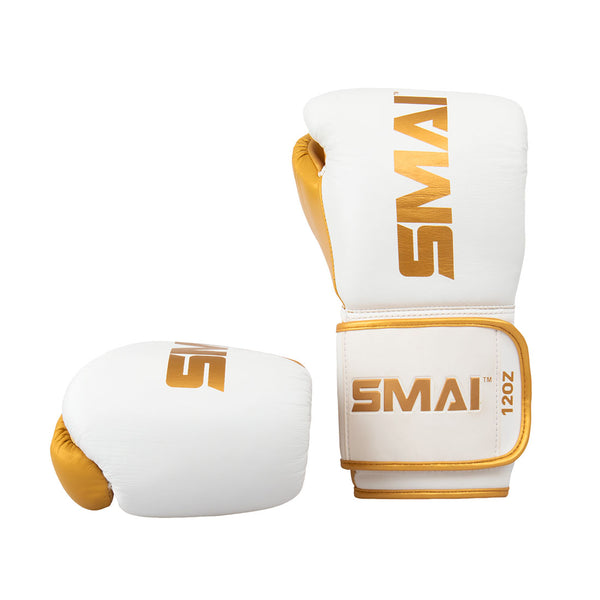 ProGuard White/Gold Boxing Glove Right glove up right left glove facing forward