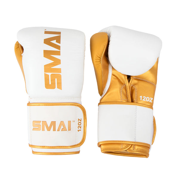 ProGuard White/Gold Boxing Glove Left Glove face down Right Glove palm side up