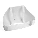 The SMAI WKF Approved Female Breast Guard Insert is a torso support with adjustable straps and ventilation perforations, usable as a chest or rib protector, and designed to provide compression and support.