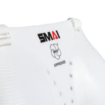 Close-up of the SMAI WKF Approved Female Breast Guard Insert, featuring the "SMAI" logo, WKF approval symbol, and visible laces and vent holes.