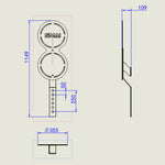 Technical drawing of the SMAI Double Wall Ball Target - Vanta Series (PRE-ORDER, LATE MARCH). Features two circular frames, front/side/top views, height 1149 mm, frame gap 250 mm, base diameter 355 mm, and base depth 109 mm.