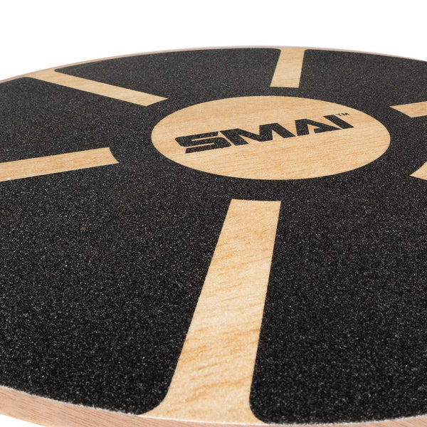 close up detail of non-slip pad of MDF Balance wobble board with non-slip surface