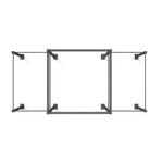 Top view of the Rig - 4 Squat Cells with Utility Bridge - X-Frame from No Sync To Channel Engine on a white background. The modular design features four components arranged horizontally, each framed by sleek, square-shaped structures.