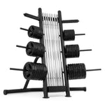 The stylish SMAI Pump Set - Storage Rack Only efficiently organizes several pump bars and plates, showcased against a simple white backdrop.