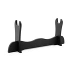 The SMAI Single Sword Display Stand features a black finish, two upright supports, and a curved base to securely display your sword or collectible against a white backdrop.