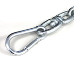 A close-up of the SMAI Punch Bag Swivel w/ Duo Clip showcases its sleek, silver-colored metal chain with a 360-degree swivel carabiner attached. The product is elegantly displayed against a plain white background, highlighting its minimalist design.