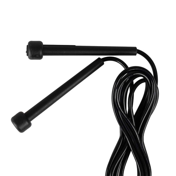 black skipping rope plastic handle detail