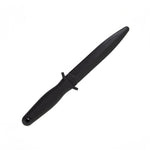 The SMAI Knife - Training Dagger Dual Edge - Unbreakable, crafted from indestructible polypropylene, boasts a textured handle and a curved guard, making it ideal for self-defence training. Displayed against a plain white background, its black blunt design enhances its purposeful appearance.