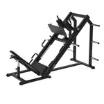 Black SMAI Light Commercial Leg Press/Hack Squat Combo machine featuring side storage horns for weight plates.