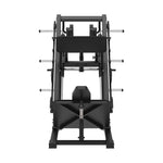 Front view of a black SMAI Light Commercial Leg Press/Hack Squat Combo machine featuring chrome weight horns.