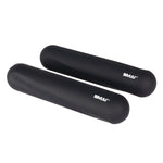 Two black cylindrical "2.0KG" SMAI dumbbells rest side by side on a white background—ideal for workouts with the SMAI Rebounder Mini Trampoline Pack.