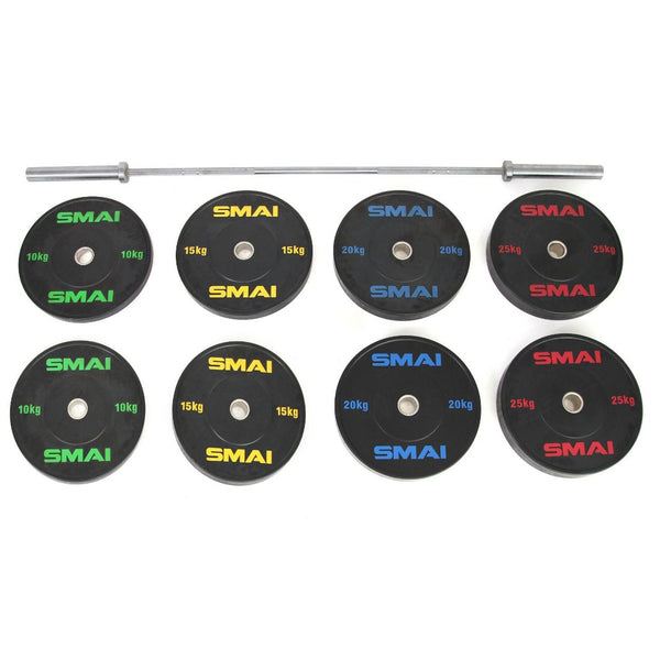 155kg Classic Lifter's Package including 15kg Barbell Weight Set Flat Lay