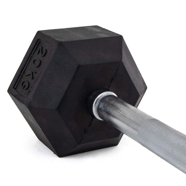 Fixed Barbell  Rubber Hex 20kg Close up