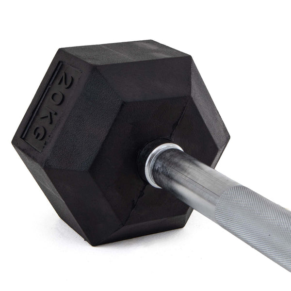 UBX Boxing + Strength Fixed Barbell Set & Rack - Rubber Hex 7