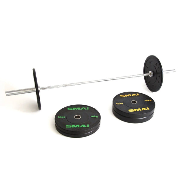 75kg Classic Lifter's Package including 15kg Barbell Weight Set 5kg Bumpers on Barbell