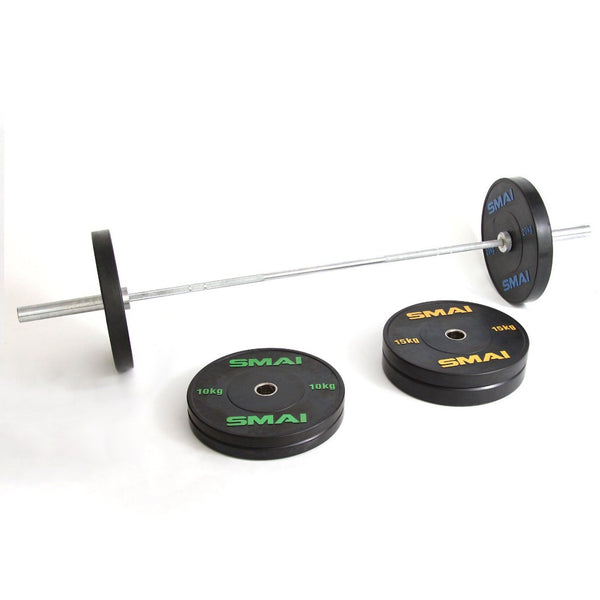 110kg Classic Lifter's Package including 20kg Barbell Weight Set 20kg Bumpers on Barbell