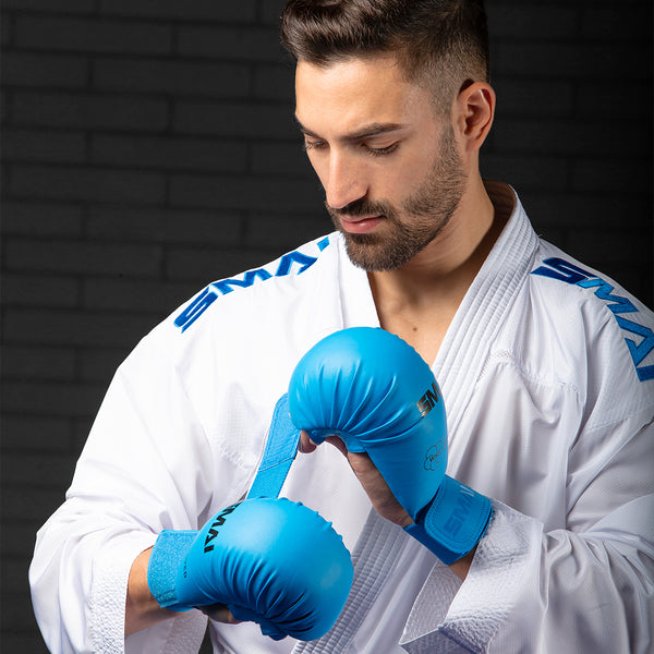 Karate Gloves - WKF Approved Blue worn by Angelo Crescenzo